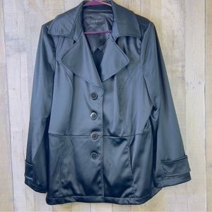Lane Bryant Black Shiny Rain Overcoat Blazer Jacket with Pockets